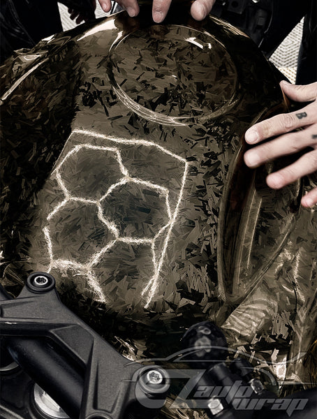 24K Chopped Carbon Fiber Titanium Black Vinyl Wrap