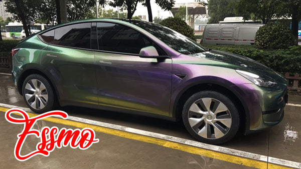 PET Galaxy Dust Gloss Violeta Green Color Shift Vinyl Wrap