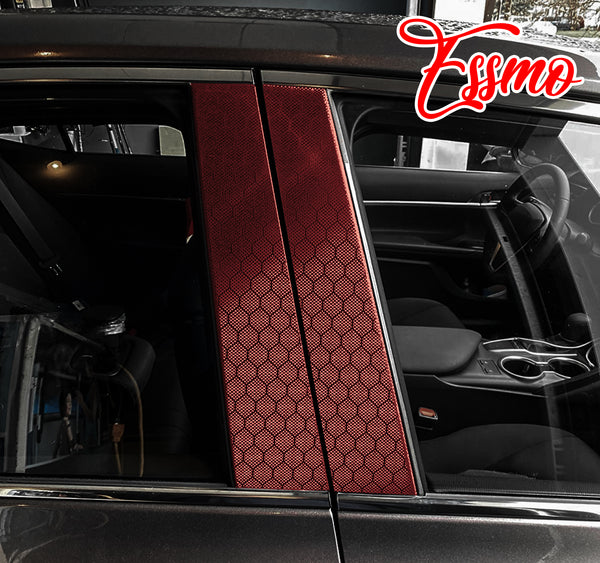 PET Honeycomb Carbon Fiber Satin Dark Red Hex Vinyl Wrap
