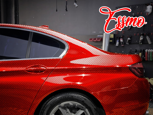 PET Squadron Carbon Fiber Gloss Red Vinyl Wrap