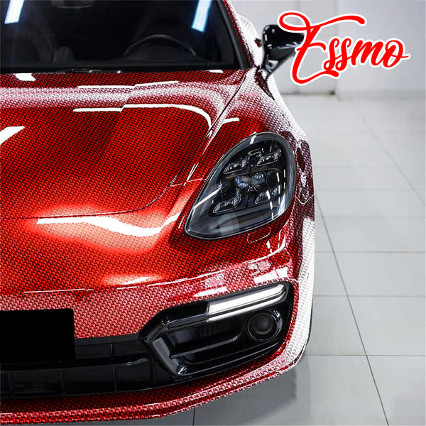 PET Squadron Carbon Fiber Gloss Red Vinyl Wrap