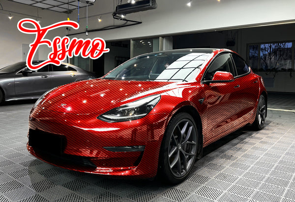 PET Squadron Carbon Fiber Gloss Red Vinyl Wrap