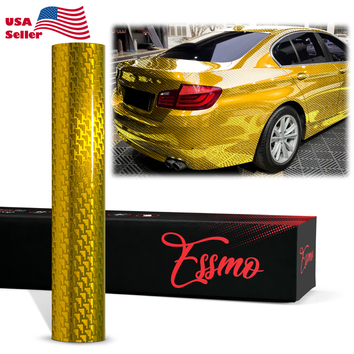PET Squadron Carbon Fiber Gloss Gold Vinyl Wrap – EzAuto Wrap