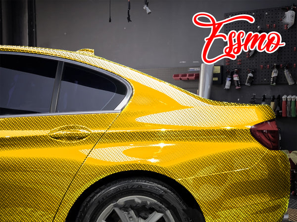 PET Squadron Carbon Fiber Gloss Gold Vinyl Wrap
