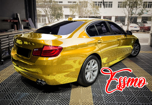PET Squadron Carbon Fiber Gloss Gold Vinyl Wrap