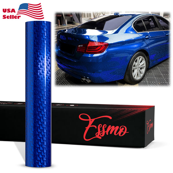 PET Squadron Carbon Fiber Gloss Royal Blue Vinyl Wrap