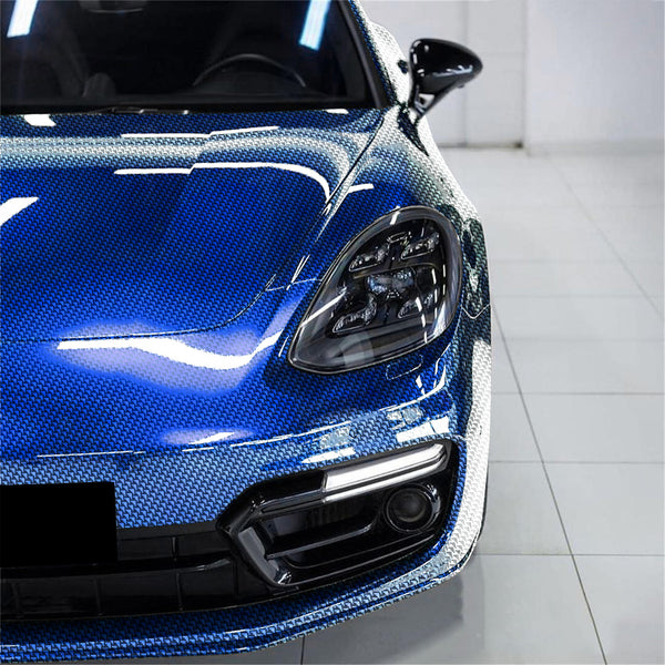 PET Squadron Carbon Fiber Gloss Royal Blue Vinyl Wrap