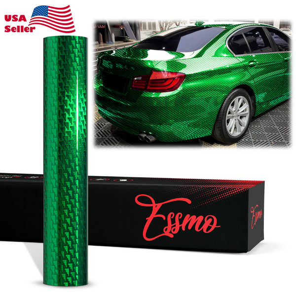 PET Squadron Carbon Fiber Gloss Emerald Green Vinyl Wrap