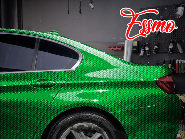PET Squadron Carbon Fiber Gloss Emerald Green Vinyl Wrap