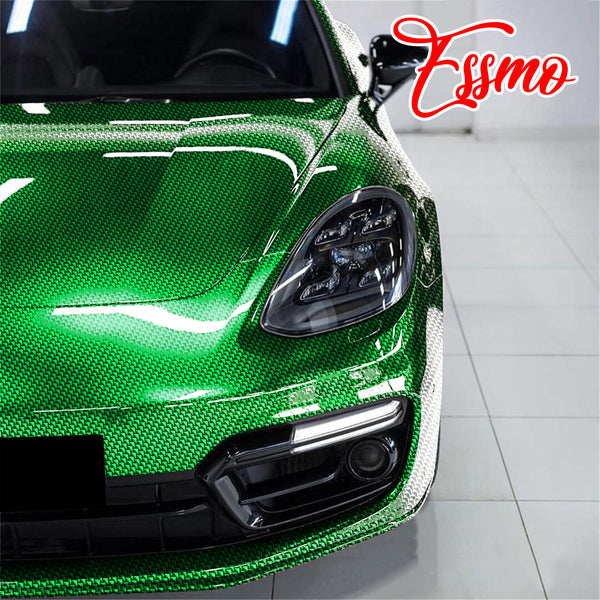 PET Squadron Carbon Fiber Gloss Emerald Green Vinyl Wrap