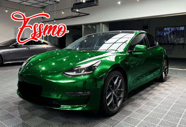 PET Squadron Carbon Fiber Gloss Emerald Green Vinyl Wrap