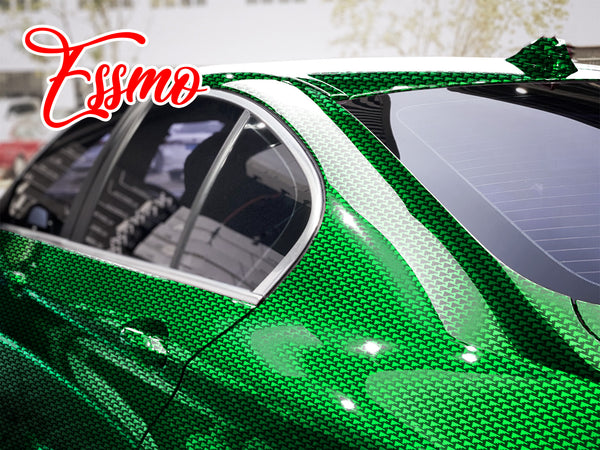 PET Squadron Carbon Fiber Gloss Emerald Green Vinyl Wrap