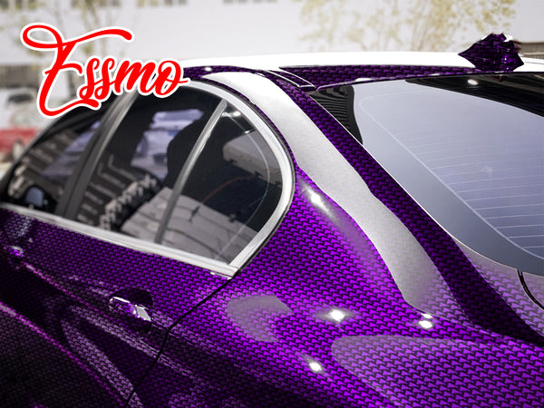 PET Squadron Carbon Fiber Gloss Royal Purple Vinyl Wrap