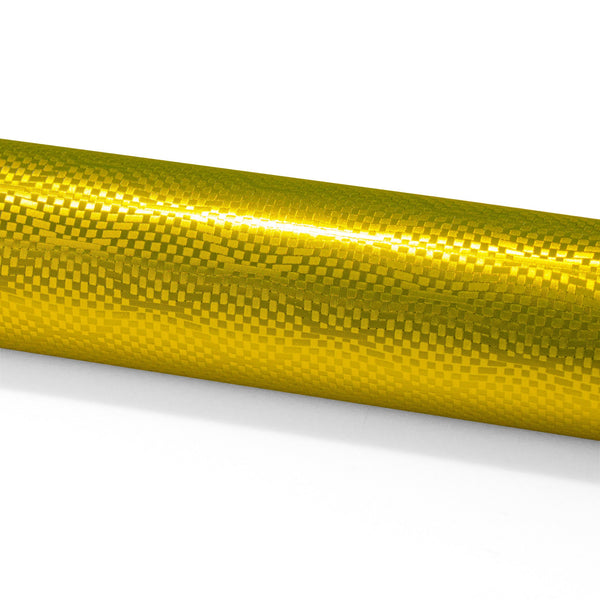 PET Honeycomb Carbon Fiber Satin Golden Yellow Hex Vinyl Wrap