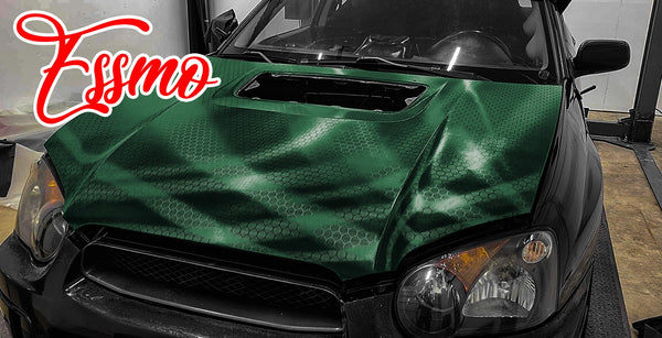 PET Honeycomb Carbon Fiber Satin Venom Green Hex Vinyl Wrap