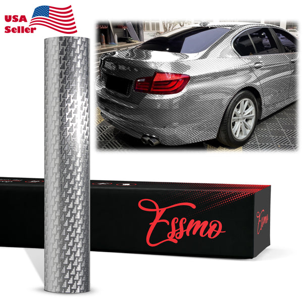PET Squadron Carbon Fiber Gloss Silver Vinyl Wrap