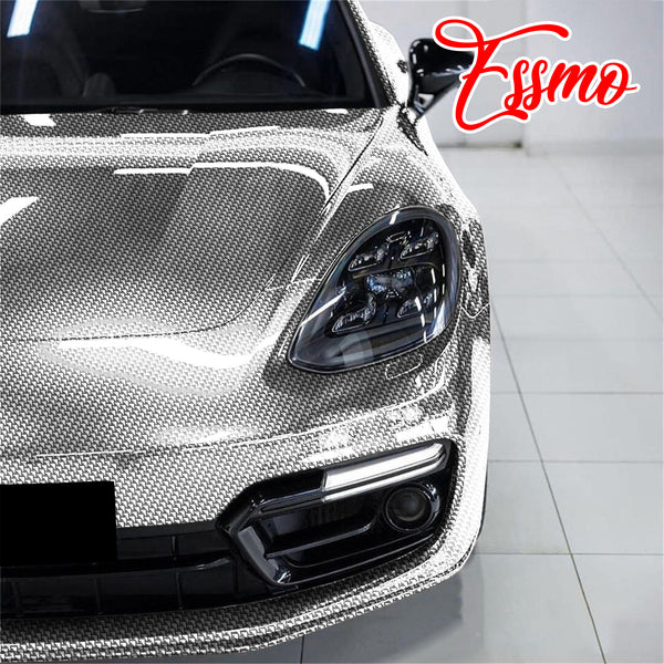 PET Squadron Carbon Fiber Gloss Silver Vinyl Wrap