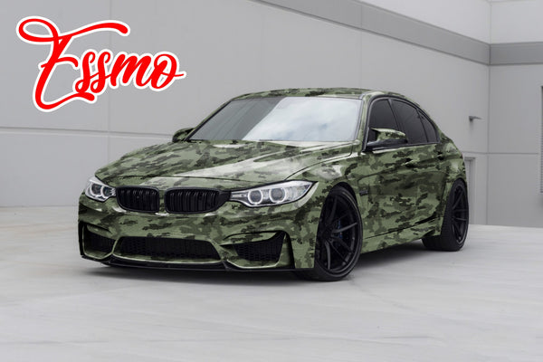 PET Camouflage Python Gloss Khaki Green Vinyl Wrap