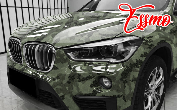 PET Camouflage Python Gloss Khaki Green Vinyl Wrap