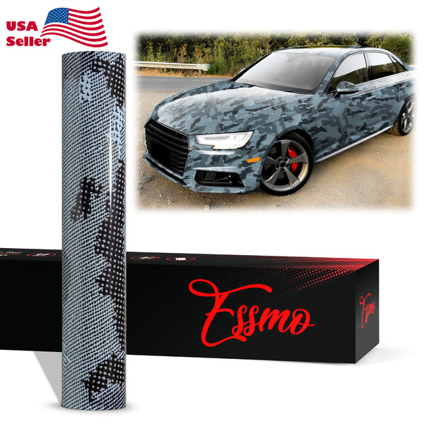 PET Camouflage Python Gloss Frozzen Blue Vinyl Wrap