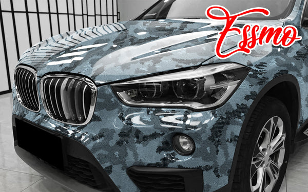 PET Camouflage Python Gloss Frozzen Blue Vinyl Wrap