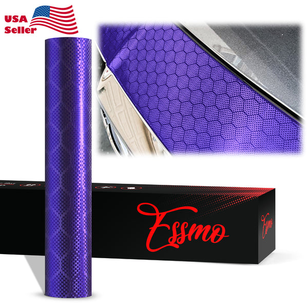 PET Honeycomb Carbon Fiber Satin Royal Purple Hex Vinyl Wrap