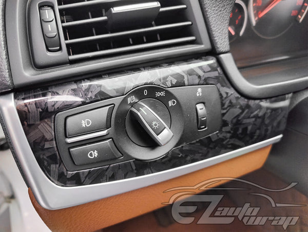 24K Chopped Forged Carbon Fiber Gloss Black Vinyl Wrap