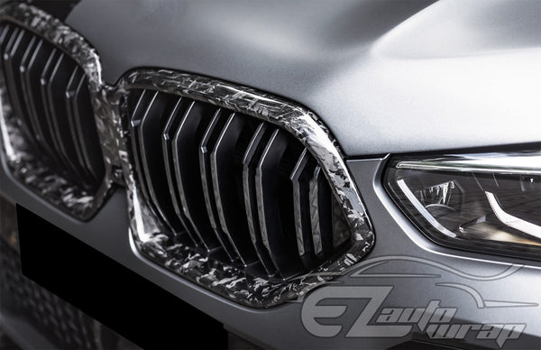 24K Chopped Forged Carbon Fiber Gloss Black Vinyl Wrap