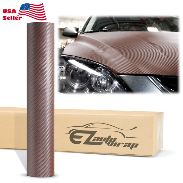 3D Carbon Fiber Textured Brown Matte Vinyl Wrap