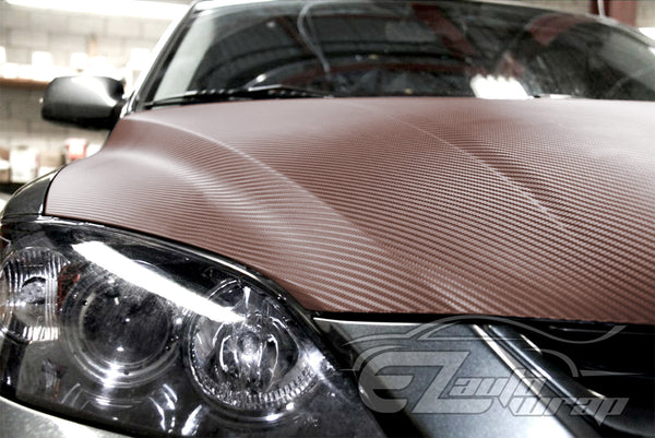 3D Carbon Fiber Textured Brown Matte Vinyl Wrap