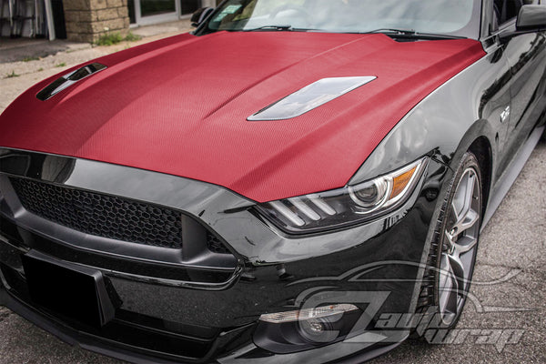 3D Carbon Fiber Textured Burgundy Matte Vinyl Wrap
