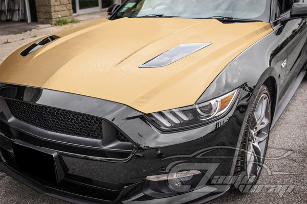3D Carbon Fiber Textured Gold Matte Vinyl Wrap