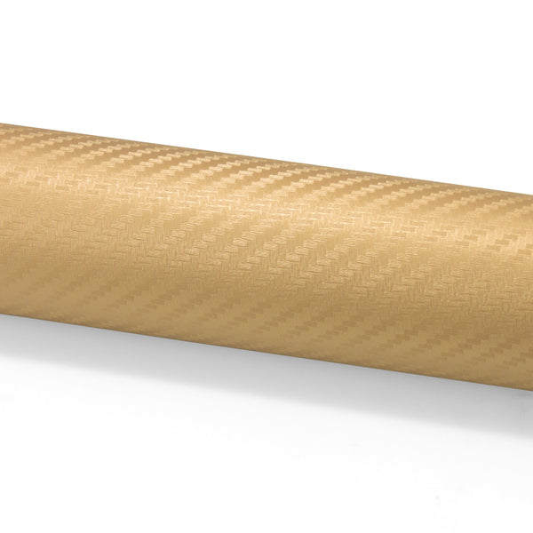 3D Carbon Fiber Textured Gold Matte Vinyl Wrap