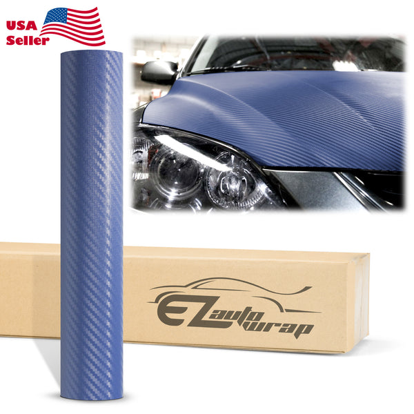 3D Carbon Fiber Textured Navy Blue Matte Vinyl Wrap