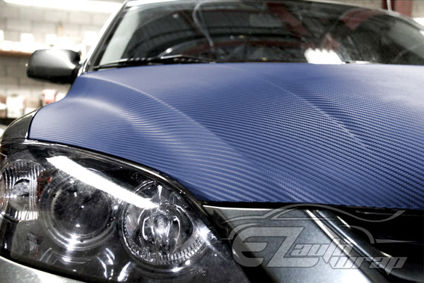 3D Carbon Fiber Textured Navy Blue Matte Vinyl Wrap