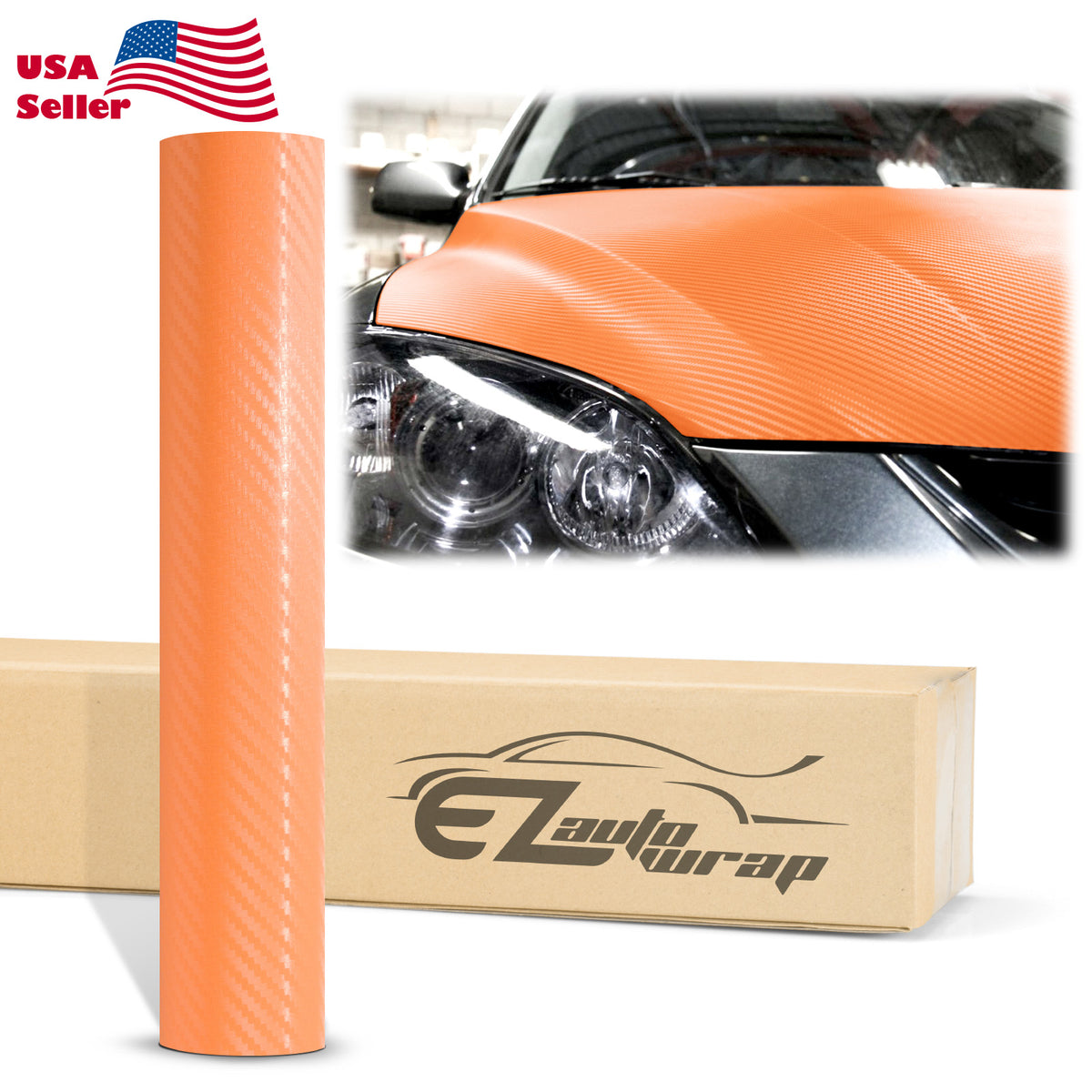 3D Carbon Fiber Textured Orange Matte Vinyl Wrap – EzAuto Wrap