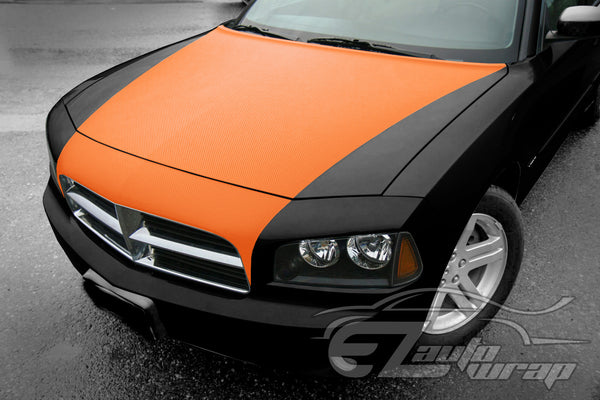 3D Carbon Fiber Textured Orange Matte Vinyl Wrap