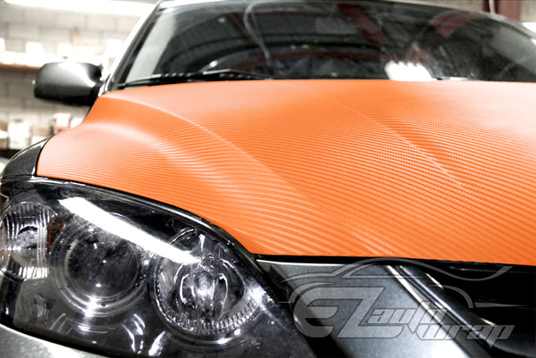 3D Carbon Fiber Textured Orange Matte Vinyl Wrap
