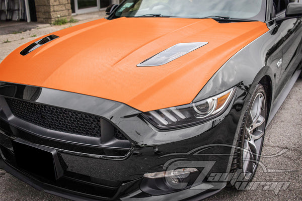 3D Carbon Fiber Textured Orange Matte Vinyl Wrap
