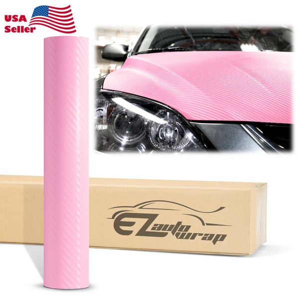 3D Carbon Fiber Textured Pink Matte Vinyl Wrap