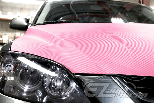 3D Carbon Fiber Textured Pink Matte Vinyl Wrap