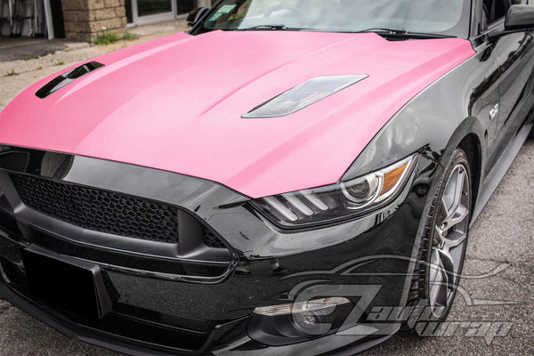 3D Carbon Fiber Textured Pink Matte Vinyl Wrap