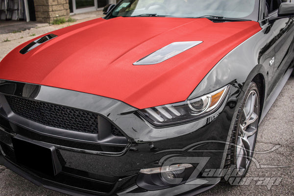 3D Carbon Fiber Textured Red Matte Vinyl Wrap