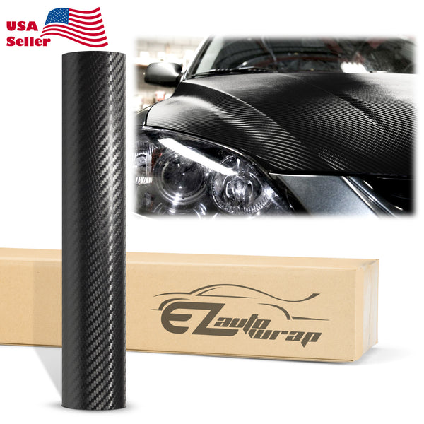 3D Carbon Fiber Textured Shiny Black Matte Vinyl Wrap