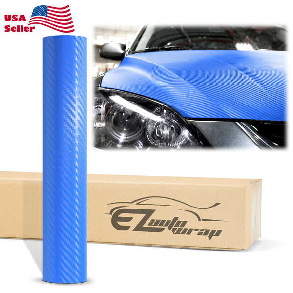 3D Carbon Fiber Textured Sky Blue Matte Vinyl Wrap