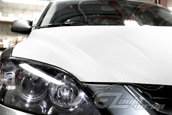 3D Carbon Fiber Textured White Matte Vinyl Wrap