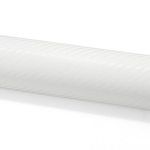 3D Carbon Fiber Textured White Matte Vinyl Wrap