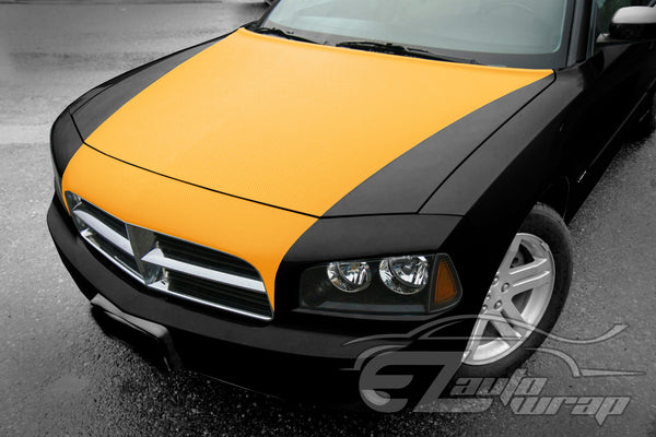 3D Carbon Fiber Textured Yellow Matte Vinyl Wrap