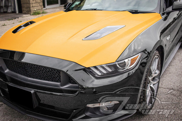 3D Carbon Fiber Textured Yellow Matte Vinyl Wrap