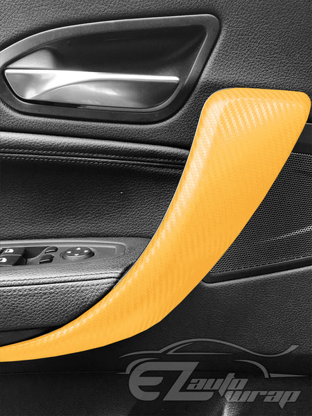 3D Carbon Fiber Textured Yellow Matte Vinyl Wrap